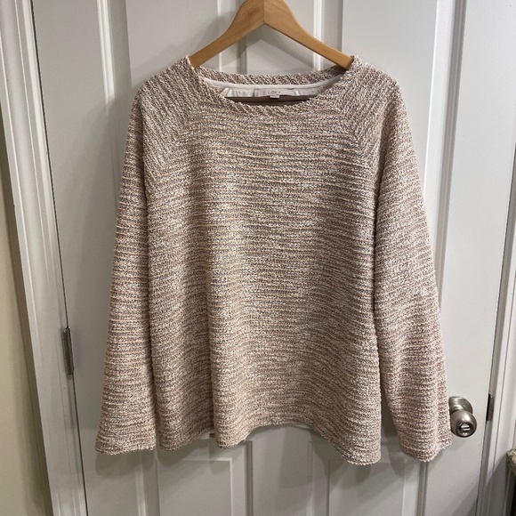 LOFT Sweaters - Loft Pink and Cream Sweater with Decorative Back, Size XL